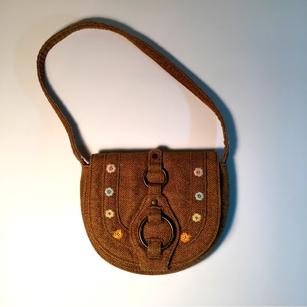 Gymboree Brown Floral Embroidered Purse